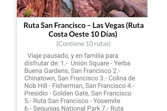 APP Self-guided routes West Coast with audio guide - Grand Canyon viewpoints in one short route segment