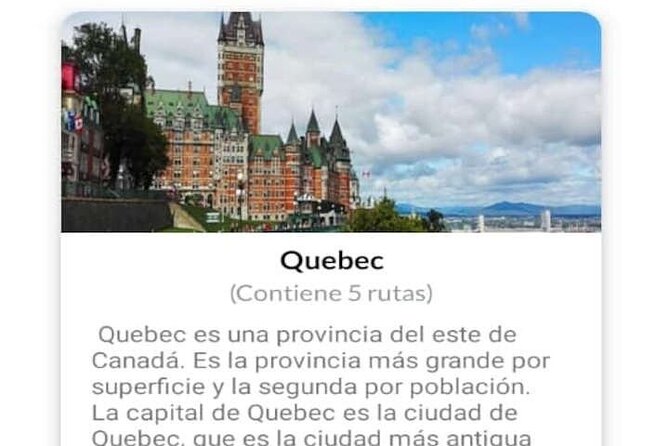APP Self-Guided Tours Quebec with Audioguide - Starting with Château Frontenac and Dufferin Terrace