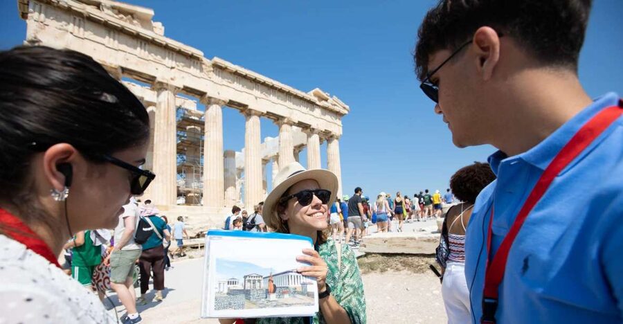Athens: Acropolis Guided Walking Tour & Plaka Audio Tour - The Odeon of Herodes Atticus and the first major views