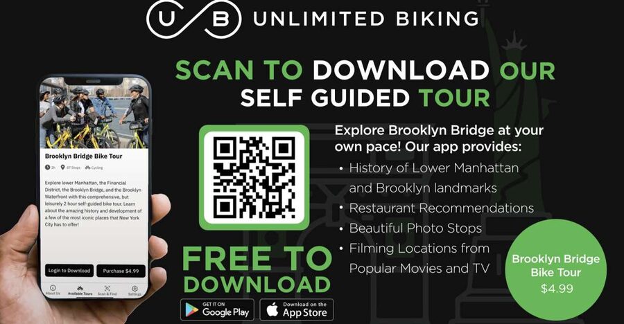 Brooklyn Bridge Self-guided Bike Tour App - Audio + Written - Beginning at the Woolworth Building
