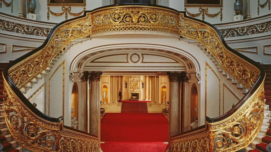 Buckingham Palace State Rooms Entry & Royal London Audio App - The Grand Staircase begins the palace visit