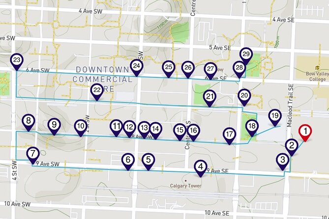Downtown Calgary a Smartphone Audio Walking Tour - Key points at a glance