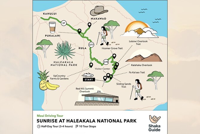 Haleakala Sunrise Self-Guided Audio Tour - Starting near Kahului and climbing through Pukalani