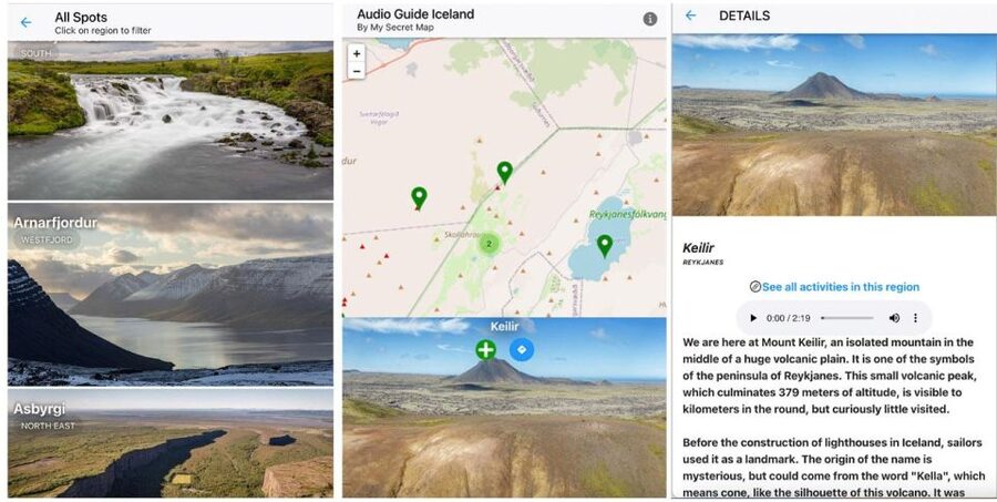 Iceland: Audioguide, Interactive map 200 spots ++ - How the 200-plus stops are organized
