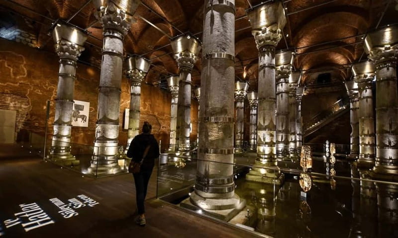 Istanbul: Theodosius Water Cistern Tickets & Audio Guide - Entering Şerefiye Sarnıcı beneath Istanbul