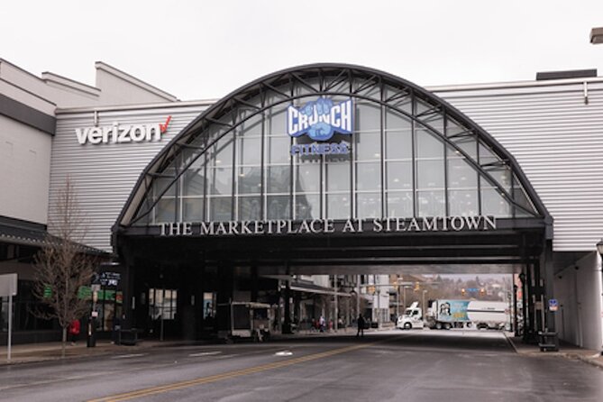 Scranton’s The Office Self Guided GPS Audio Walking Tour - The Marketplace at Steamtown links mall, sign, and show