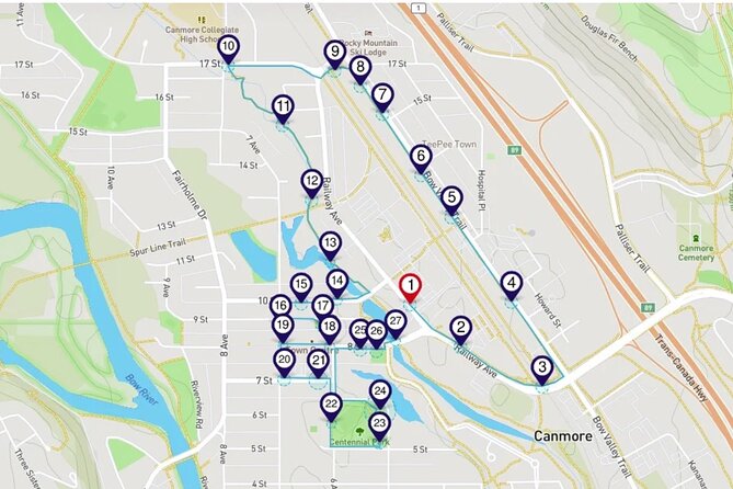 The Sights of Canmore: a Smartphone Audio Walking Tour - From Three Sisters Gallery to the railway tracks