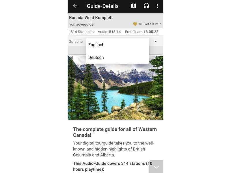 Western Canada Self-Driving Audio Guide English and German - What the audio content is like